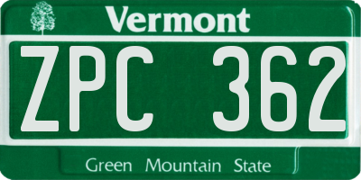 VT license plate ZPC362