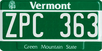 VT license plate ZPC363