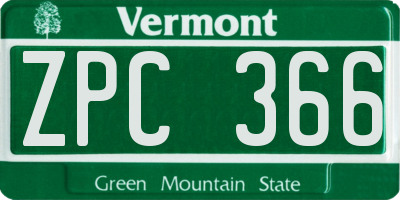 VT license plate ZPC366