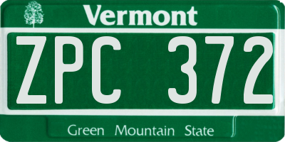 VT license plate ZPC372