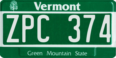 VT license plate ZPC374
