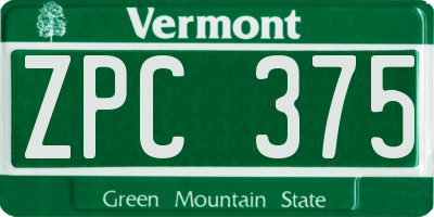 VT license plate ZPC375