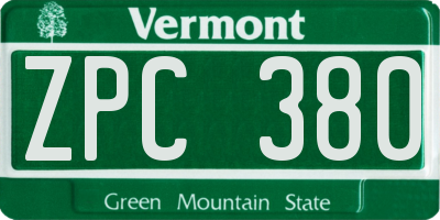 VT license plate ZPC380