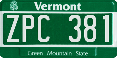 VT license plate ZPC381