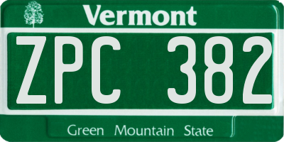 VT license plate ZPC382