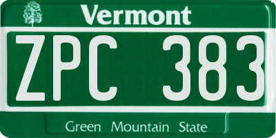 VT license plate ZPC383