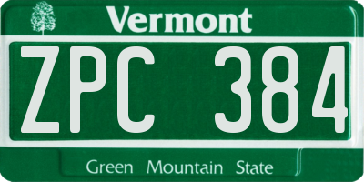 VT license plate ZPC384
