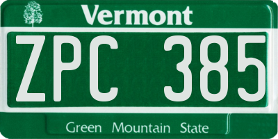 VT license plate ZPC385