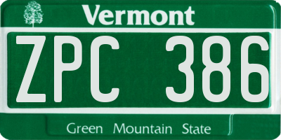 VT license plate ZPC386