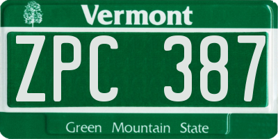 VT license plate ZPC387