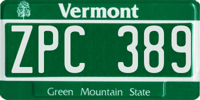 VT license plate ZPC389