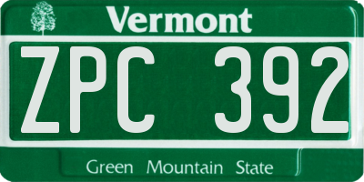 VT license plate ZPC392