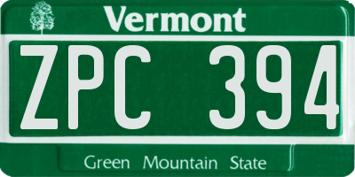 VT license plate ZPC394