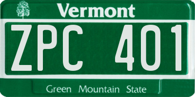 VT license plate ZPC401