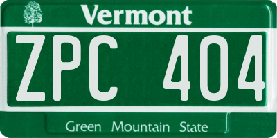 VT license plate ZPC404