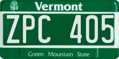 VT license plate ZPC405