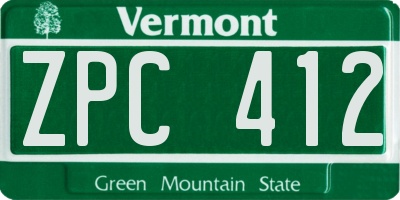 VT license plate ZPC412