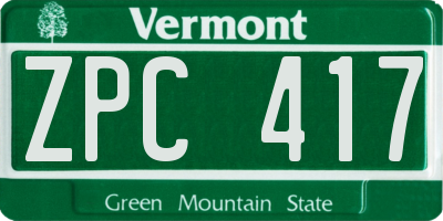 VT license plate ZPC417