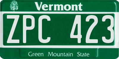 VT license plate ZPC423