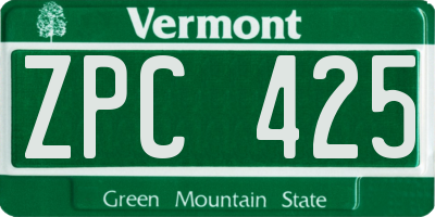 VT license plate ZPC425
