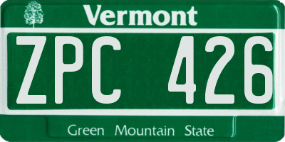 VT license plate ZPC426