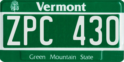 VT license plate ZPC430