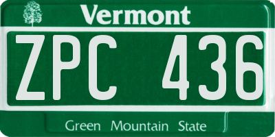 VT license plate ZPC436
