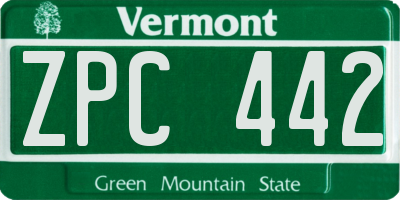 VT license plate ZPC442