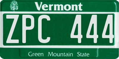 VT license plate ZPC444