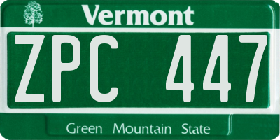 VT license plate ZPC447