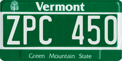 VT license plate ZPC450