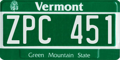VT license plate ZPC451