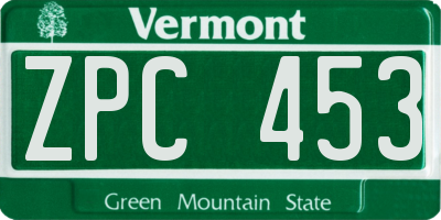 VT license plate ZPC453