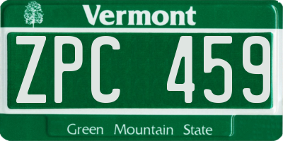 VT license plate ZPC459