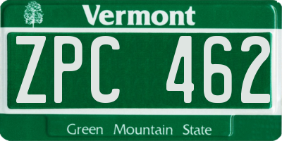 VT license plate ZPC462
