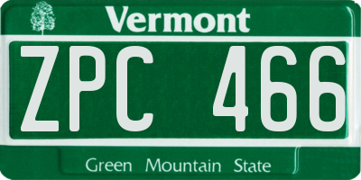 VT license plate ZPC466
