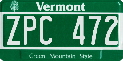 VT license plate ZPC472