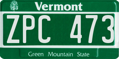 VT license plate ZPC473