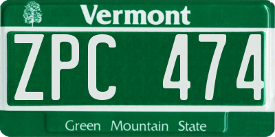 VT license plate ZPC474