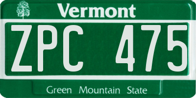 VT license plate ZPC475