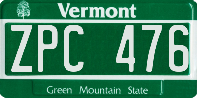 VT license plate ZPC476