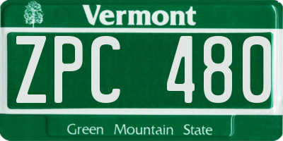 VT license plate ZPC480