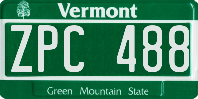 VT license plate ZPC488