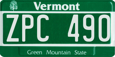 VT license plate ZPC490
