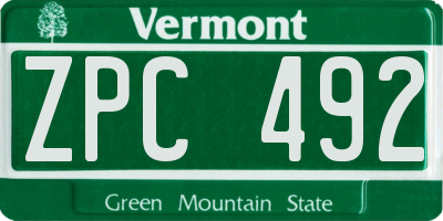 VT license plate ZPC492