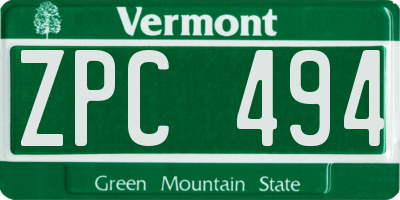 VT license plate ZPC494