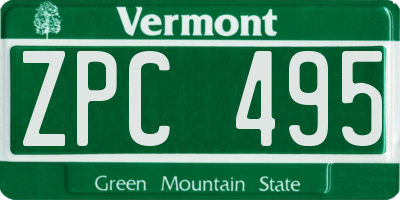 VT license plate ZPC495