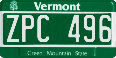 VT license plate ZPC496