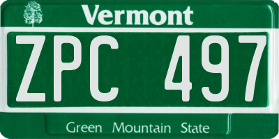 VT license plate ZPC497