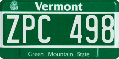 VT license plate ZPC498